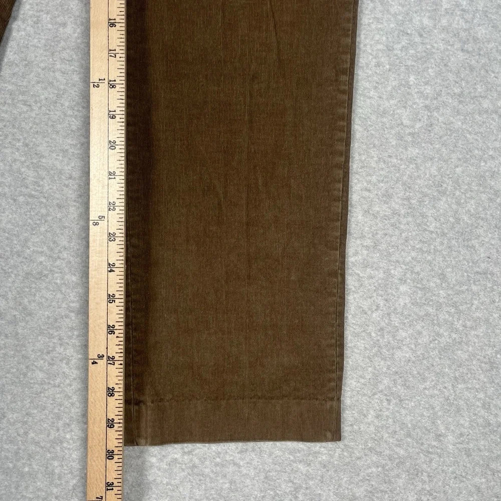 Vintage Ralph‎ Lauren Corduroy Pants 36x30 Brown Khaki Cotton Blend Cuffed Wide